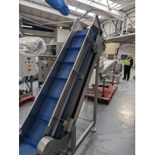 Incline flighted belt conveyor